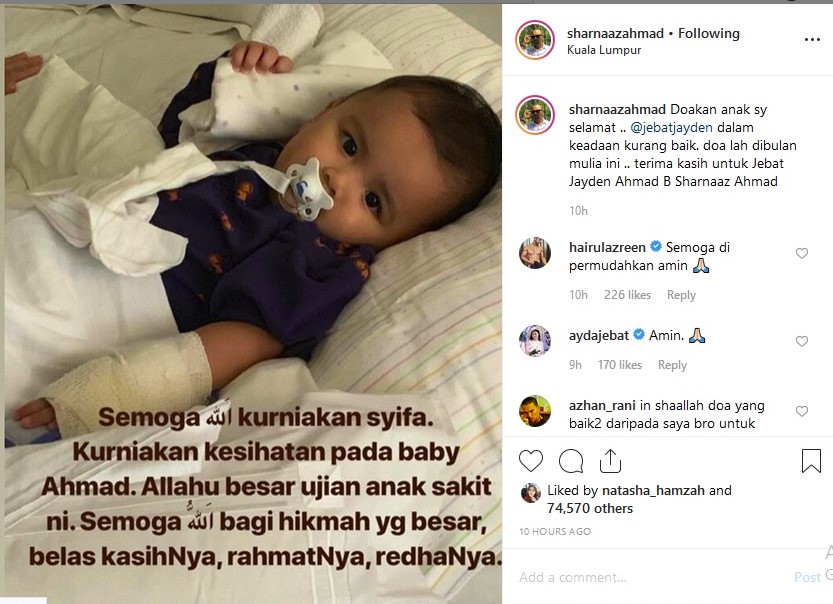 Sharnaaz Ahmad Mohon Doa Kesihatan Anaknya Jebat Jayden